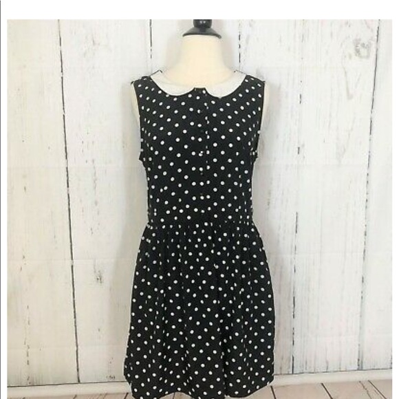 NEW Navy Blue Polka Dot Peter Pan Collar Dress M - Picture 5 of 5